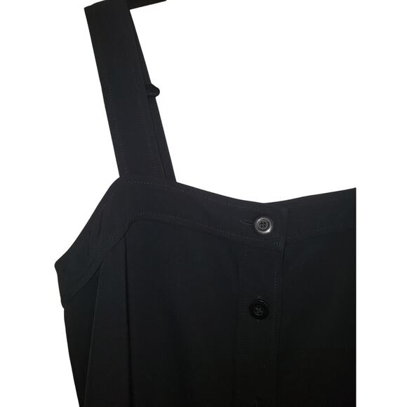 Everlane Black Japanese Goweave Picnic Midi Dress Button Front Size 6 Pockets - Picture 4 of 9